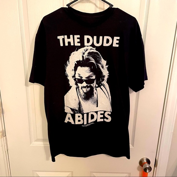 THE BIG LEBOWSKI “THE DUDE” black short sleeve t shirt MENS large - Picture 2 of 3